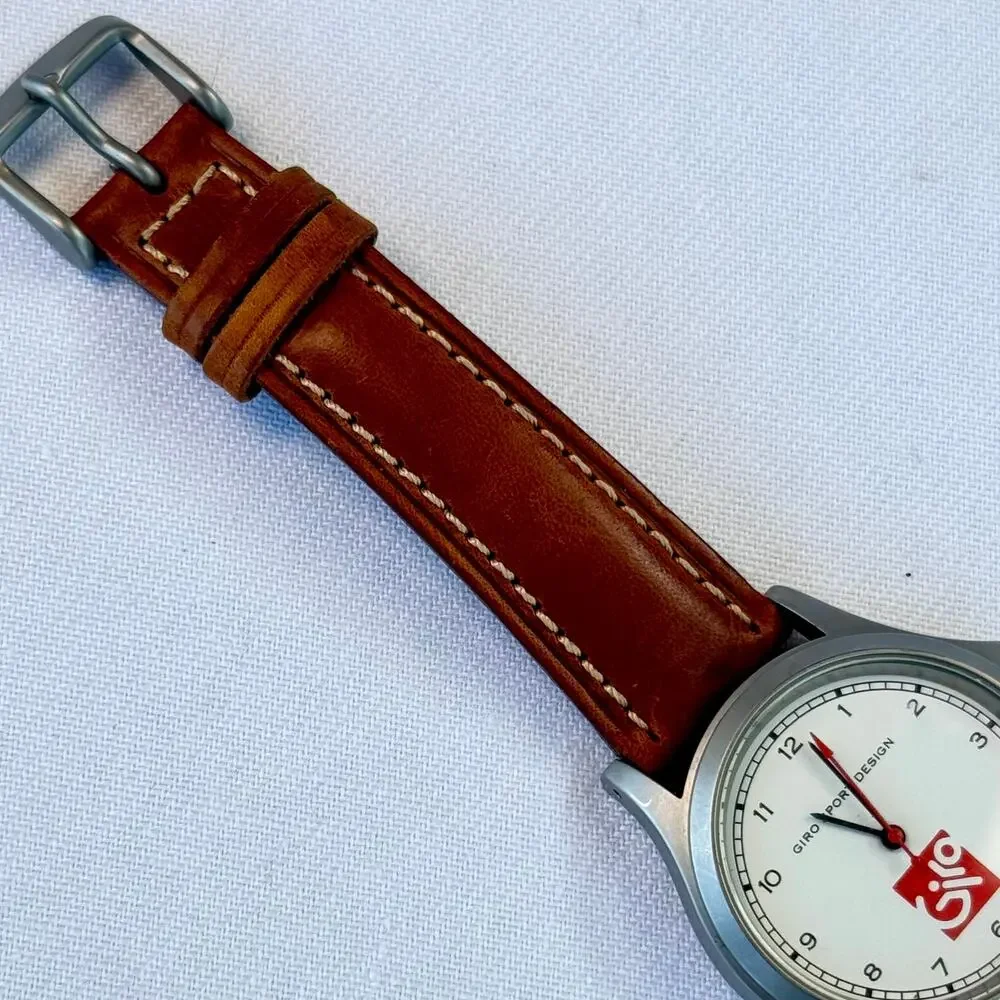 Giro Sport Design Promotional Quartz Watch Brown Leather Strap Runs